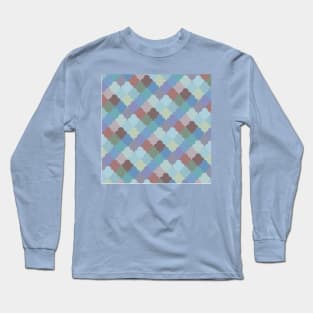 Patchwork Mosaic Scales Pastels Geometric Pattern Long Sleeve T-Shirt